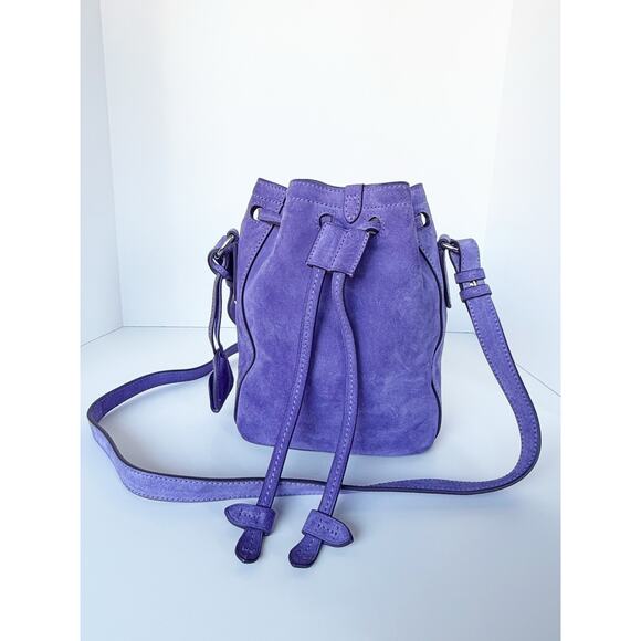 Ralph Lauren Ricky Suede Drawstring Bucket Bag Lavender Purple - Picture 4 of 16